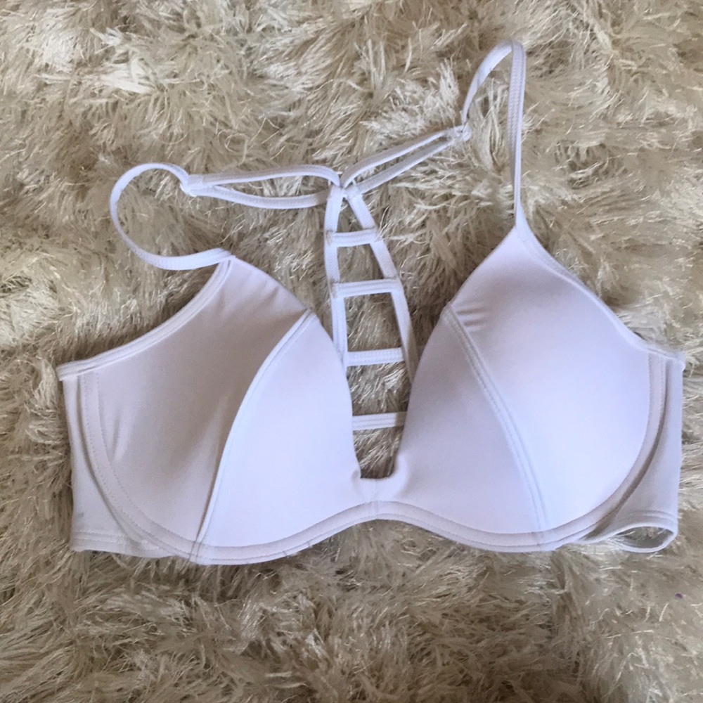 white bikini top with strappy back